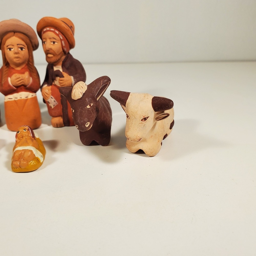 Peruvian Nativity 3" Figurines Hand Painted Clay Pottery Mini Folk Art Andean - Picture 5 of 10